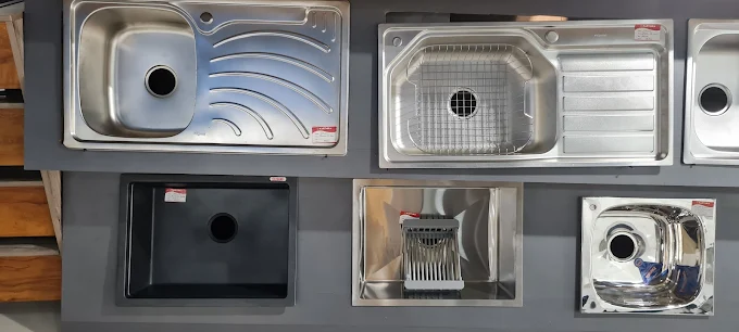 Premium stainless steel and black composite kitchen sinks - Premium Building Material Gallery at Karthika Granite & Sanitaryware